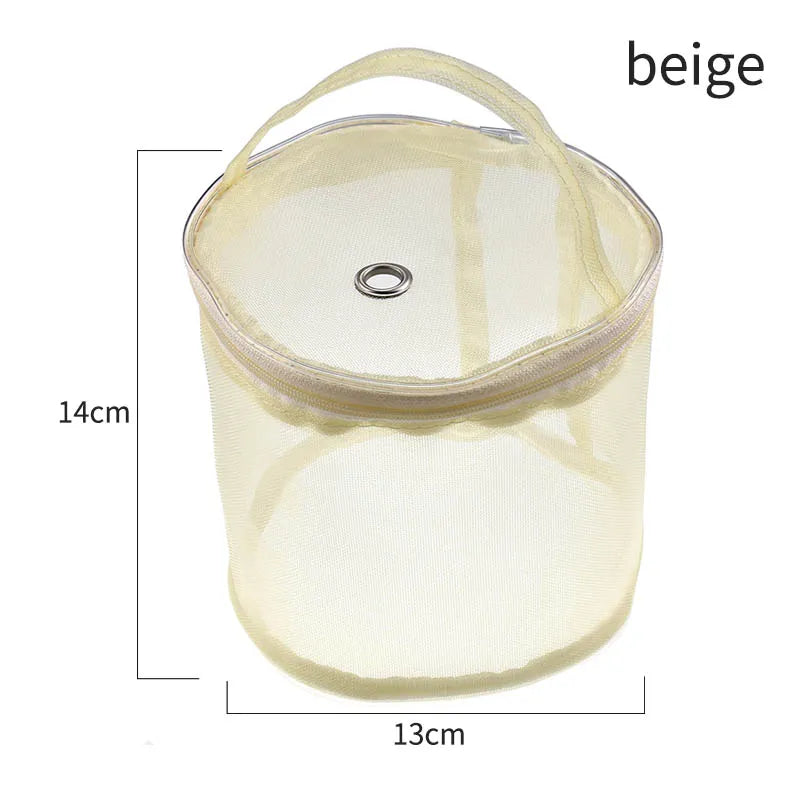 Small Mesh Yarn Storage Bag — Beige — supplier product photo; styling supplies excluded